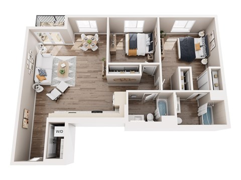 Floor plan for 2 beds, 2 baths, 1181 sqft
